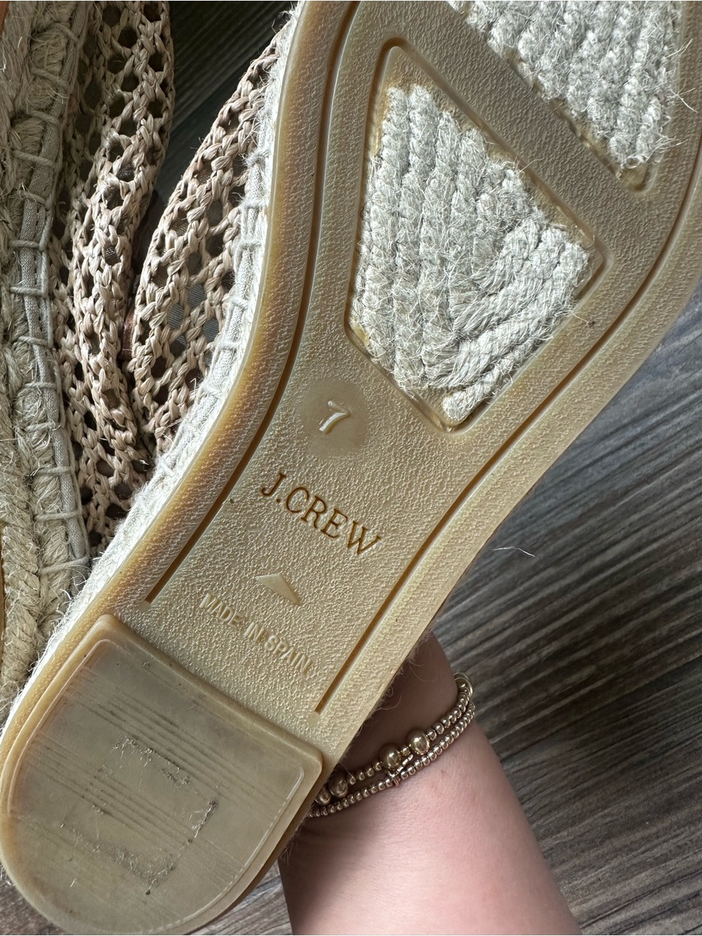 Made-in-Spain woven Mary Jane espadrille flats in faux raffia Brown Tan Fall - Picture 8 of 10